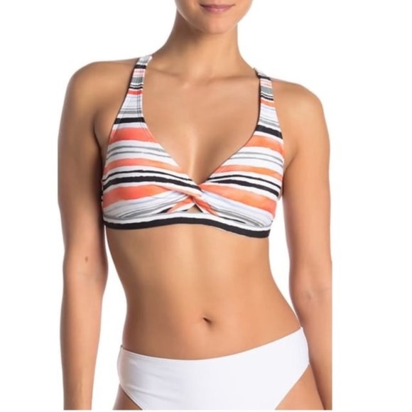 NWOT NEXT Earth Stripe Triangle Bikini Top - Picture 1 of 9